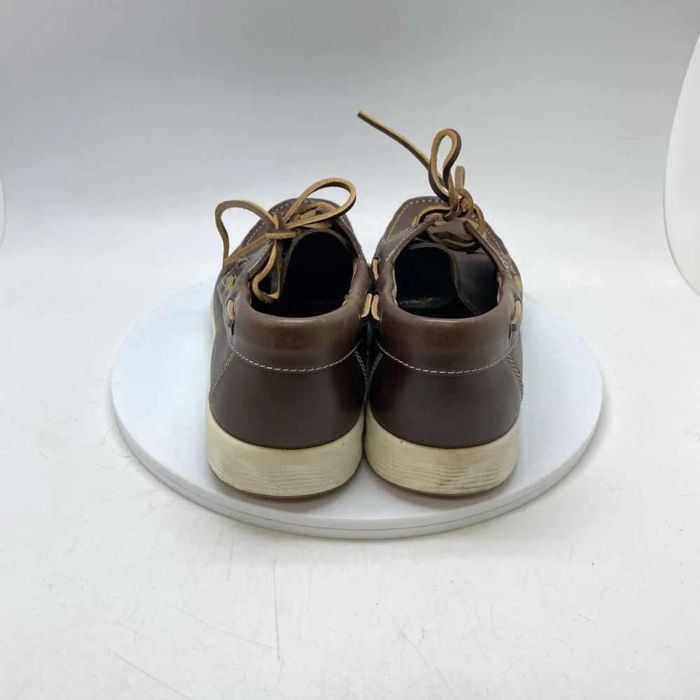 ECCO S-Lite Moc Boat Shoes Mens US 9.5 EU 43 Brown Leather Deck Loafers Lace Up